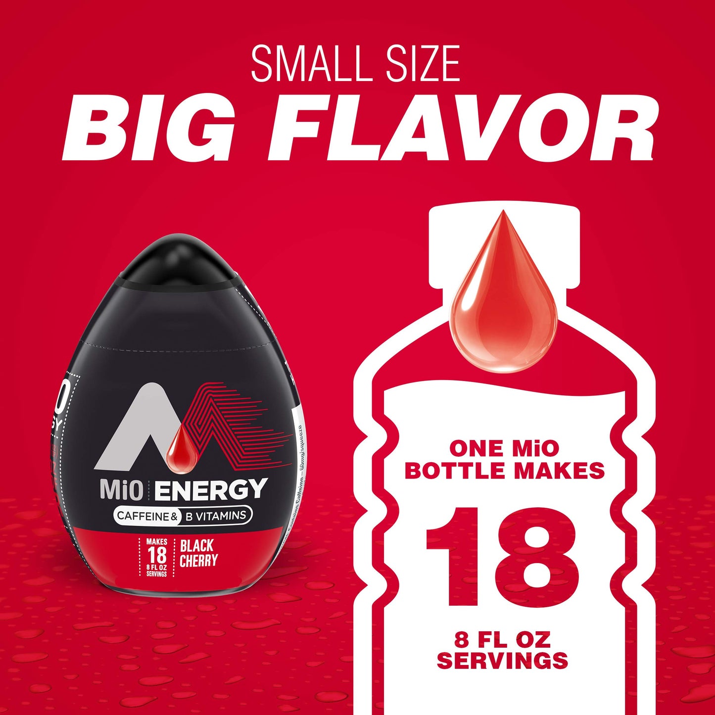 MiO Energy Black Cherry Naturally Flavored Liquid Water Enhancer 1 Count 1.62 fl oz (Pack of 5)