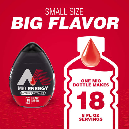 MiO Energy Black Cherry Naturally Flavored Liquid Water Enhancer 1 Count 1.62 fl oz (Pack of 5)