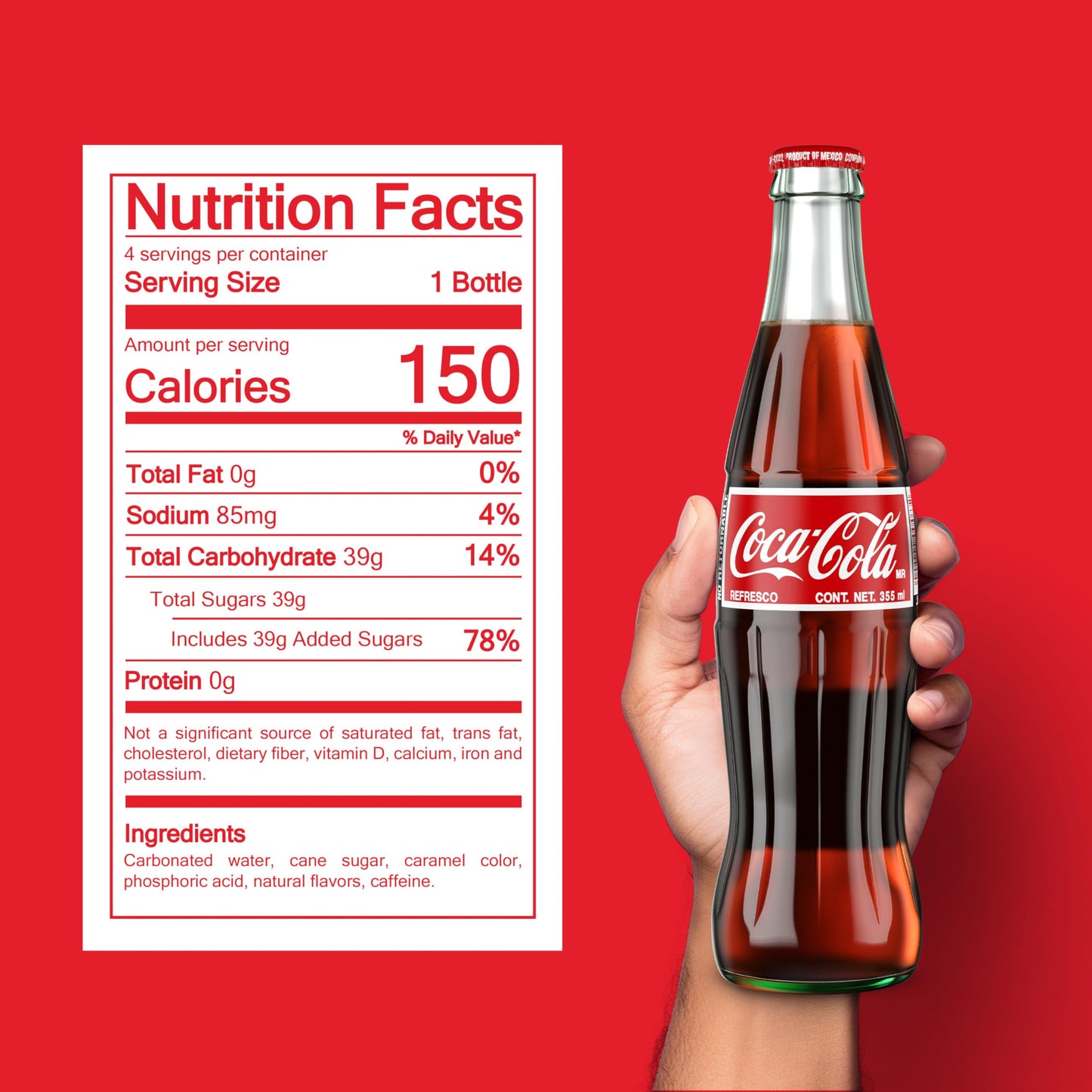 Mexican Coke Glass Bottles, 12 fl oz, 4 pack