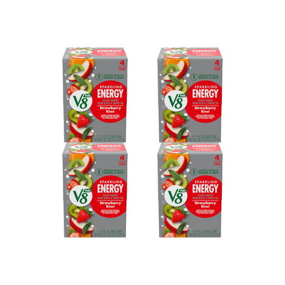V8 +Energy Strawberry Kiwi Can | Sparkling | Juice Energy Drink | 11.5 fl oz | Pack of 16