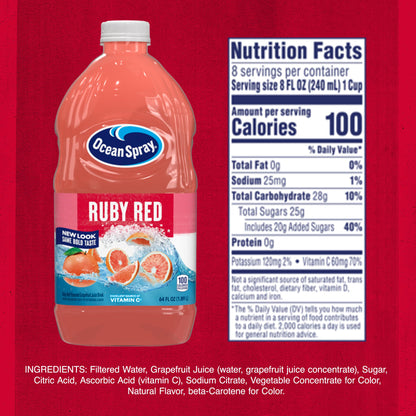 Ocean Spray® Ruby Red Grapefruit Juice Drink, 64 Fl Oz Bottle (Pack of 8)