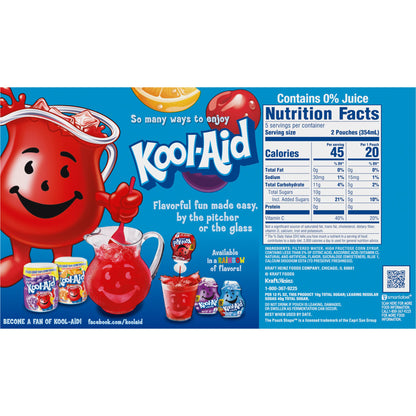 Kool-Aid Jammers Artificially Flavored Drink, 10 Pouches, for School Lunches and On-the-Go Hydration, Tropical Punch Artificially Flavored, Excellent Source of Vitamin C, 6 fl oz