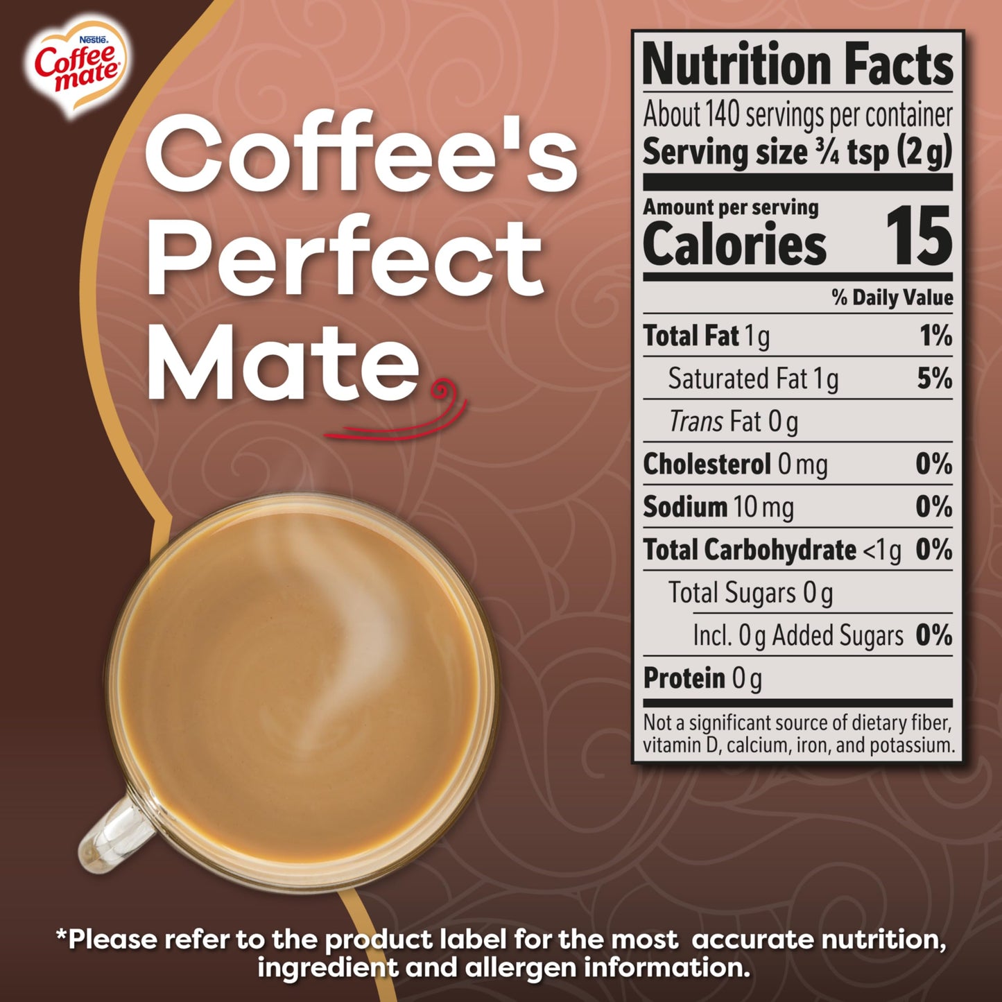 Coffee-mate Sugar Free Creamy Chocolate Powdered Coffee Creamer, 10.2 Ounce