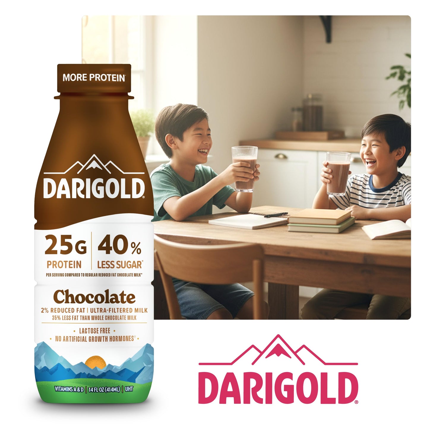 Darigold FIT High Protein Milk 2 Percent - Ultra-Filtered, Low Fat, Lactose Free - 25g Protein, 40% Less Sugar - 14oz Bottles, 12 Pack (Chocolate Milk)