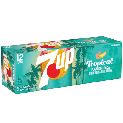 7UP Tropical Soda, 12 fl oz cans, 12 pack