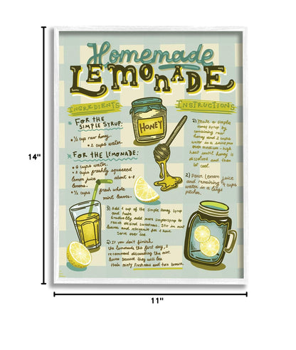 Stupell Industries Homemade Lemonade Blue Picnic Plaid Vintage Drink Recipe