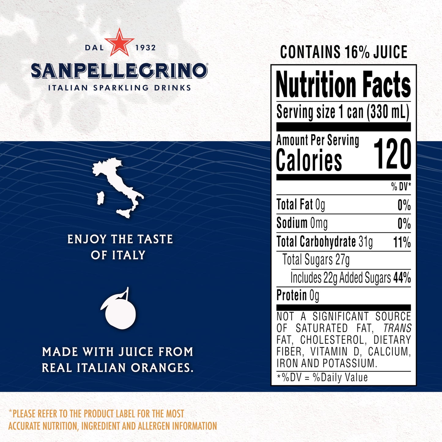 Sanpellegrino Italian Sparkling Drink Aranciata, Sparkling Orange Beverage, 6 Pack