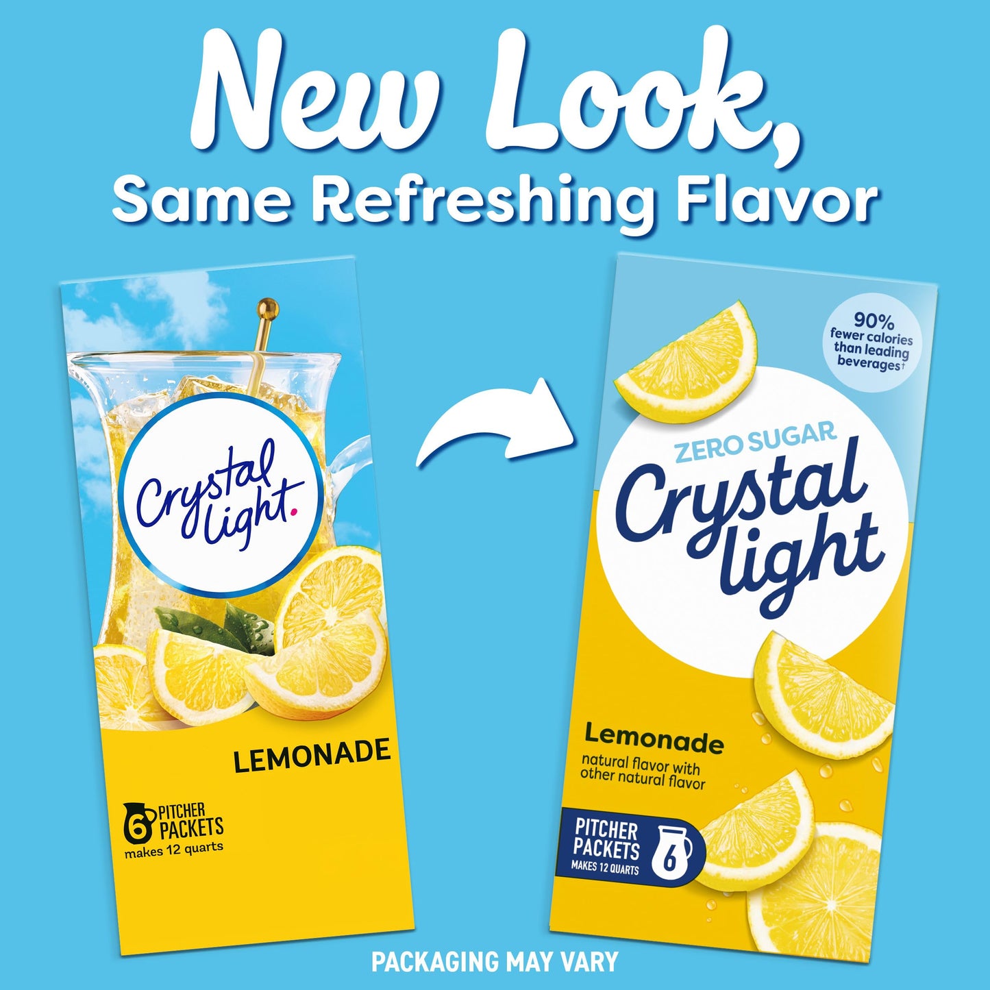 Crystal Light Drink Mix, 6 Pitcher Packets, for Flavorful Hydration and Shareable Refreshment, Lemonade, natural flavor with other natural flavor, Zero Sugar, Low Calorie, 3.2 oz