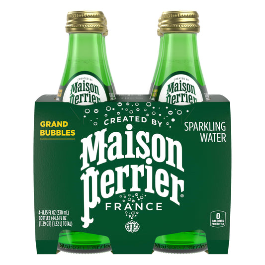 Maison Perrier Ultimate Unflavored Sparkling Water, 4 Pack Glass Bottle 11.15 fl oz