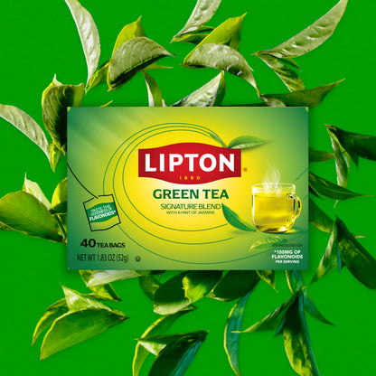 Lipton Decaffeinated Green Tea Bags, Unsweetened Teabags for Decaf Hot Tea or Decaf Iced Tea with Flavonoids, 40 Total Tea Bags