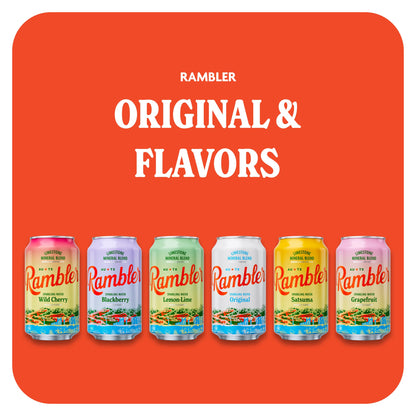AUTX RAMBLER Sparkling Water, Texas Limestone Mineral Blend, Blackberry Flavor, 12-Ounce Cans, Three 8-Packs (24 Cans)