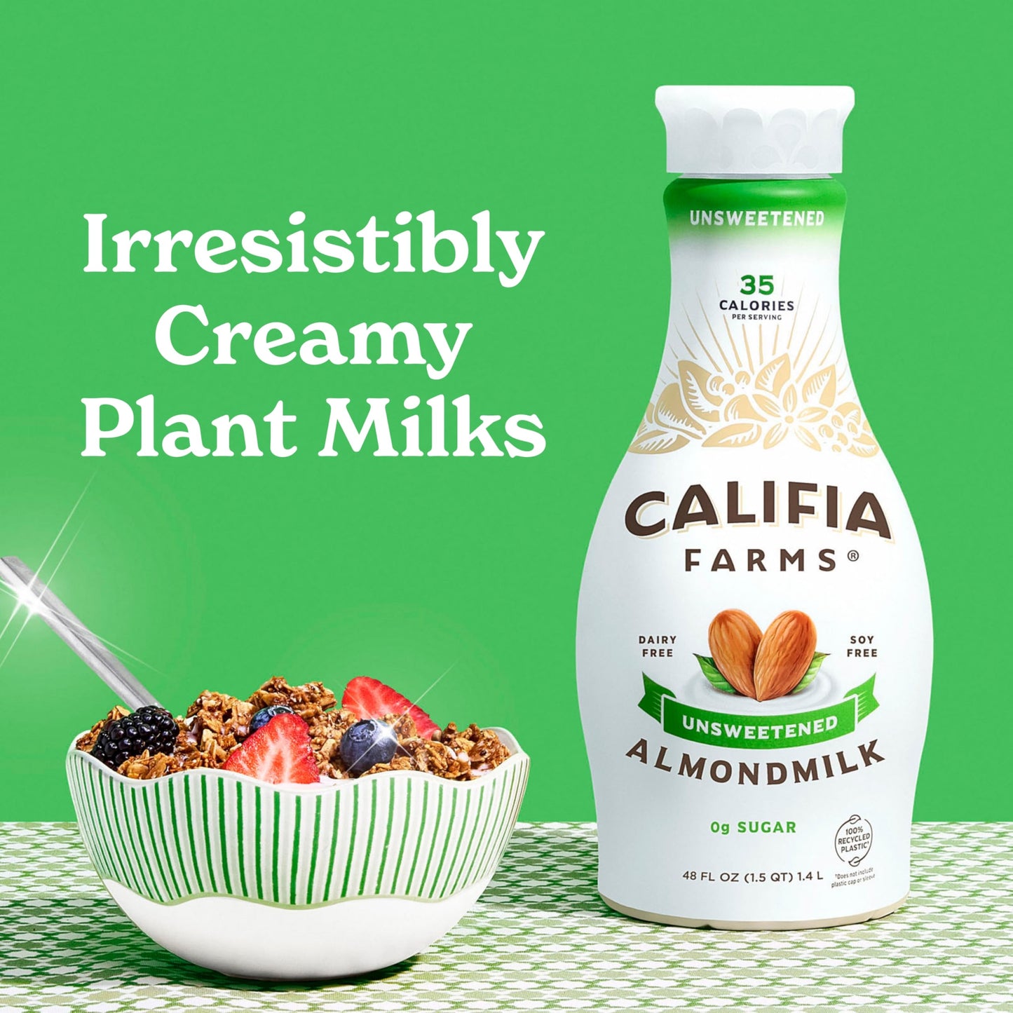 Califia Farms - Unsweetened Almond Milk, 48 Oz, Dairy Free, Vegan, Plant Based, Keto, Vegan, Gluten Free, Non GMO, Sugar Free, High Calcium, Smoothie