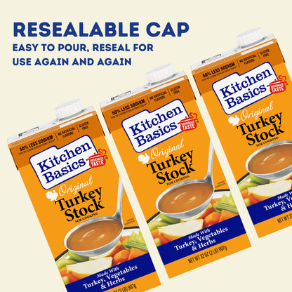 Kitchen Basics Turkey Stock - 32 oz Carton, The Perfect Base for Your Savory Kitchen Recipes and Stocking Up