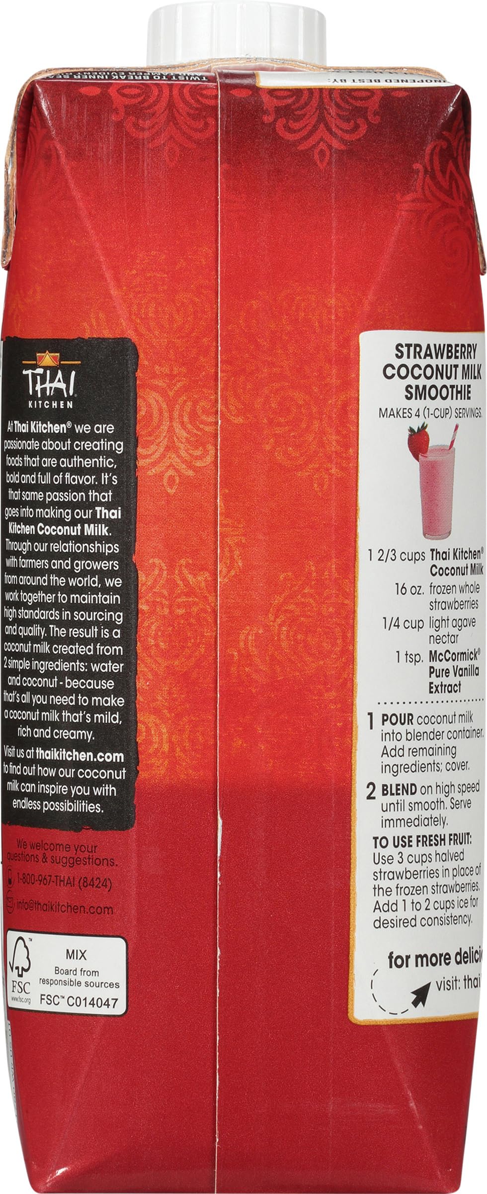 Thai Kitchen Coconut Milk, Unsweetened, Non Dairy Milk Substitute, Gluten Free, Non GMO, Vegan, For Smoothies, Ice Cream, Oatmeal, Coffee, and More, 25.36 fl oz (Pack of 6)