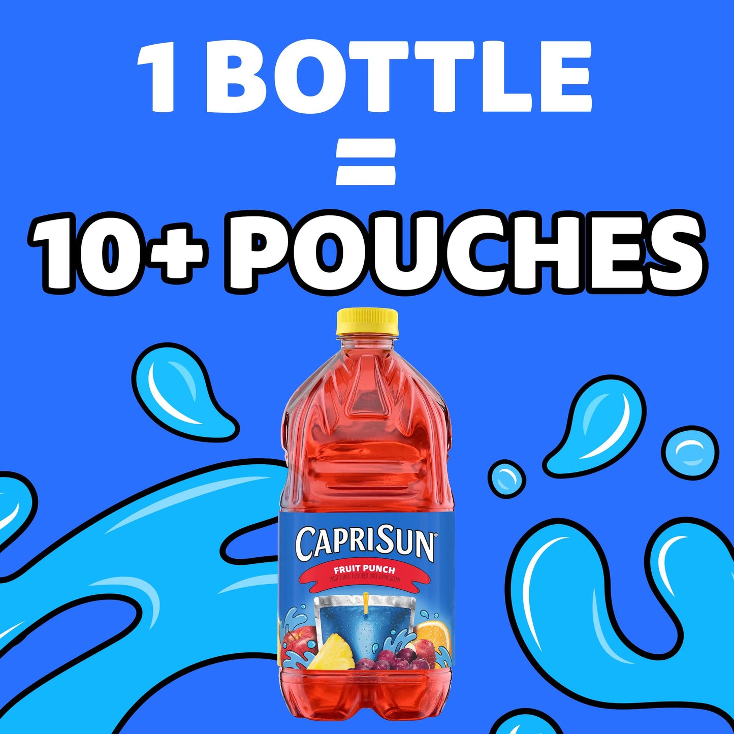 Capri Sun Flavored Juice Drink Blend with Other Natural Flavor, 1 Bottle, for School Lunches and On-the-Go Hydration, Fruit Punch, All Natural Ingredients, 64 oz