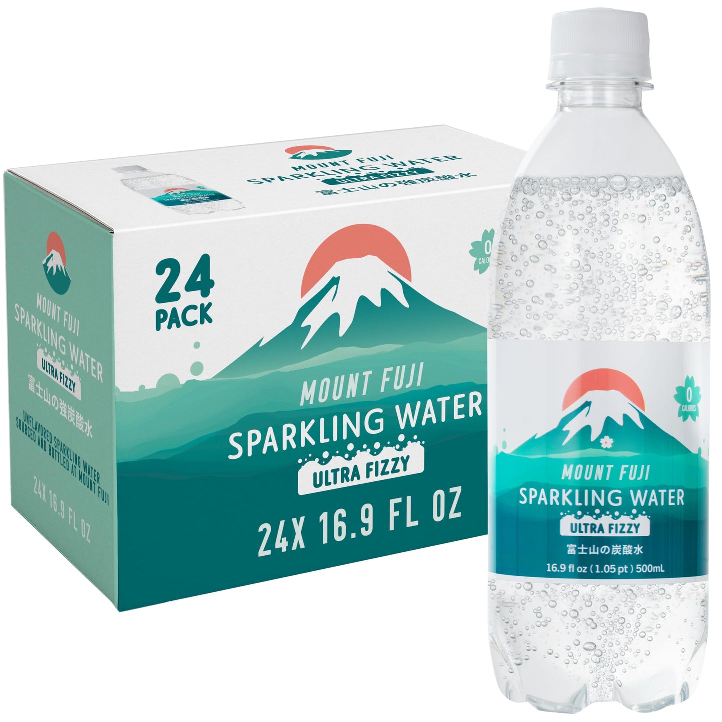 IRIS Sparkling Water Bottles, 16.9 fl oz, 24-Pack, Strong Carbonation from Mount Fuji Spring, Refreshing Japanese Natural Mineral Seltzer Carbonated Soda Water, Product of Japan