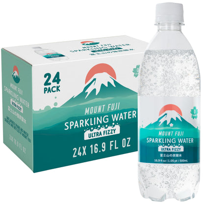 IRIS Sparkling Water Bottles, 16.9 fl oz, 24-Pack, Strong Carbonation from Mount Fuji Spring, Refreshing Japanese Natural Mineral Seltzer Carbonated Soda Water, Product of Japan