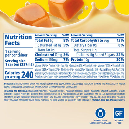 Carnation Breakfast Essentials Original Nutritional Drink, New Caramel Flavor, Ready-to-Drink, 10g Protein, Vitamins D & C, Key Nutrients for Immune Support, Gluten Free, Kosher, 8 FL OZ (24 Pack)