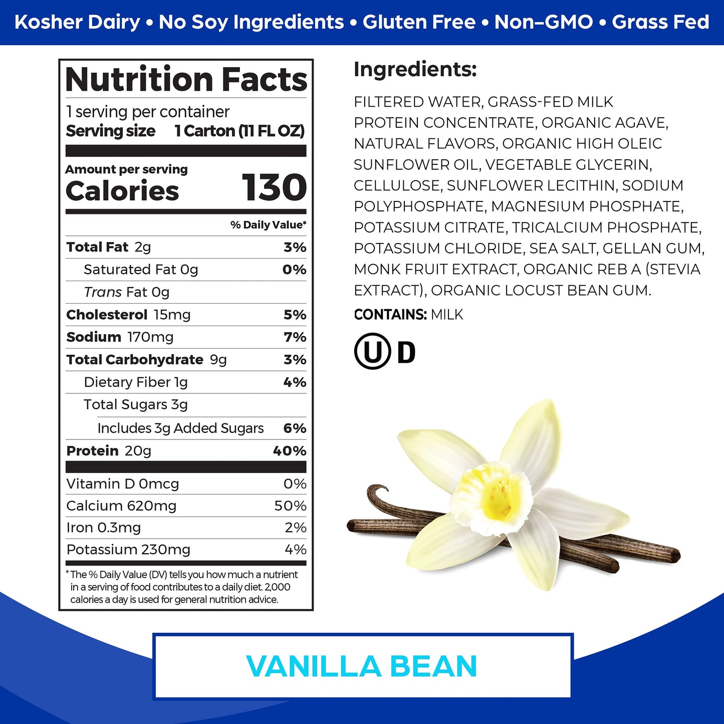 Orgain Clean Protein Shake, Grass Fed Dairy, Vanilla Bean (Pack of 12) and Orgain Organic Nutritional Protein Shake, Strawberries & Cream (Pack of 12)