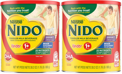 NESTLE NIDO Kinder 1+ Powdered Milk Beverage, 1.76 lb. Canister (Pack of 2)