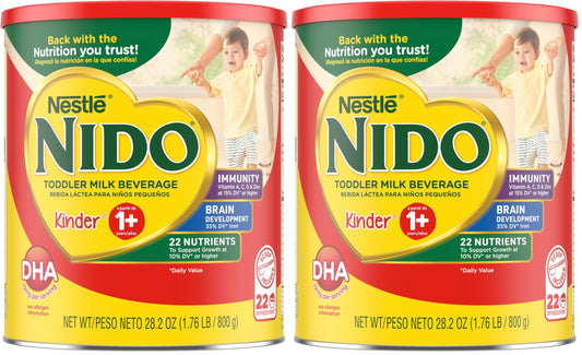 NESTLE NIDO Kinder 1+ Powdered Milk Beverage, 1.76 lb. Canister (Pack of 2)