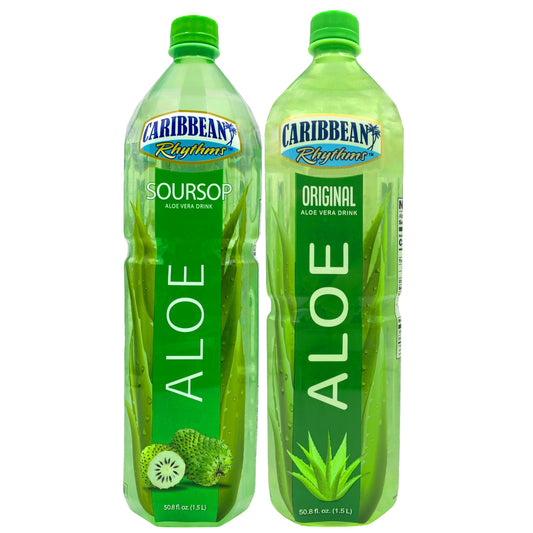 Caribbean Rhythms Aloe Vera Drinks 1.5L, Soursop + Original (Pack of 2)