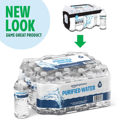 Amazon Grocery, Purified Water, 16.9 Fl Oz, 24 Ct
