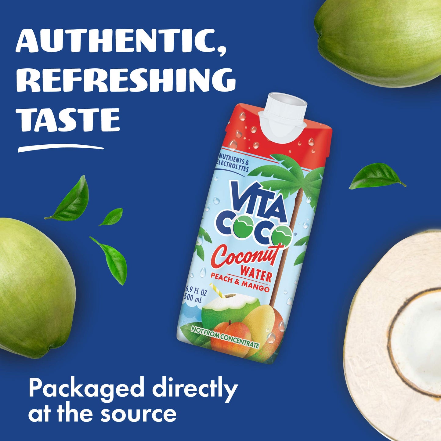 Vita Coco Coconut Water, Peach & Mango and Vita Coco Coconut Water, Pure Organic - Naturally Hydrating Electrolyte Drink - Smart Alternative to Coffee, Soda, and Sports Drinks - Gluten Free - 16.9 Ounce (Pack of 12)