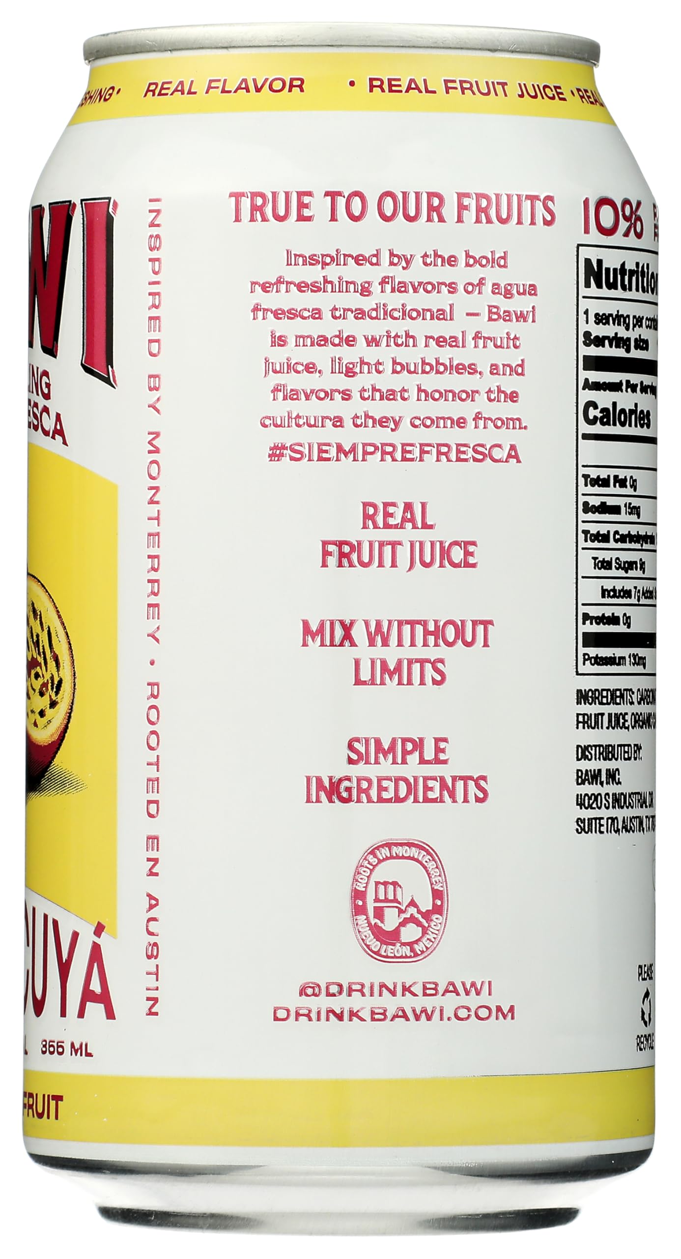 Bawi Agua Fresca Passionfruit Sparkling Agua Fresca, 12 FZ