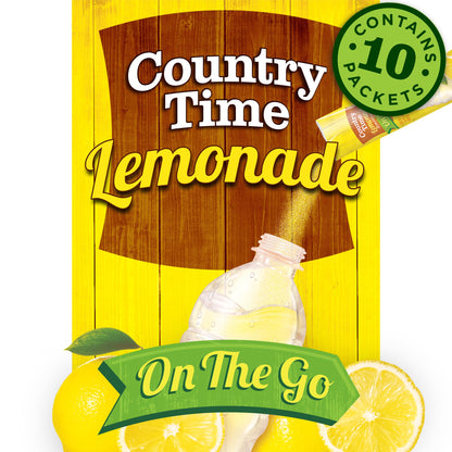 Country Time Lemonade Naturally Flavored with other natural flavor On-The-Go Powdered Drink Mix, 60 ct Packs, 6 Boxes, 10 ct Packets