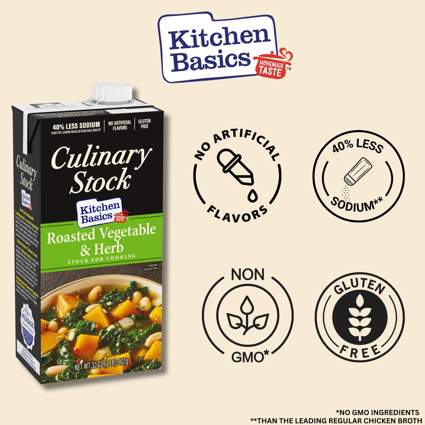 Kitchen Basics Roasted Vegetable and Herb Culinary Stock, 32 oz. Carton (Pack of 12)