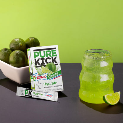 PURE KICK Hydration Singles to Go Drink Mix, Sonic Limeade, Includes 12 Boxes with 6 Packets in Each Box, 72 Total Packets