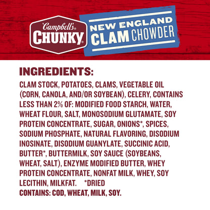Campbell’s Chunky Soup, New England Clam Chowder, 16.3 Oz Can (Case of 8)