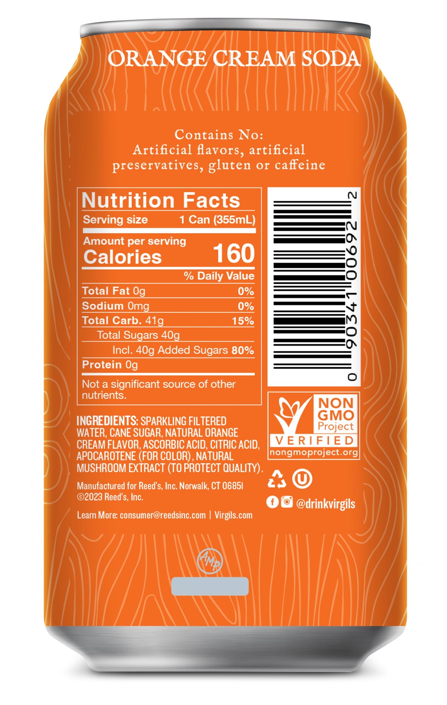 Virgil's Handcrafted Orange Cream Soda - Zesty Bold Flavor - 12oz Cans, 24 Pack