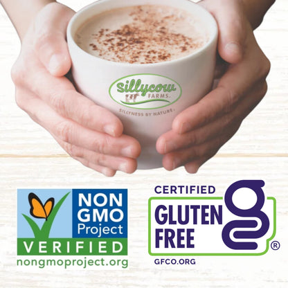 Sillycow Farms Hot Chocolate Mix Flavor | Rich Hot Cocoa Delight | Gluten-Free, Non-GMO, Dairy-Free | Nut-Free Certified Quality Cocoa Powder Blend | 16.9 Oz Reusable Glass Bottle - Pack of 1