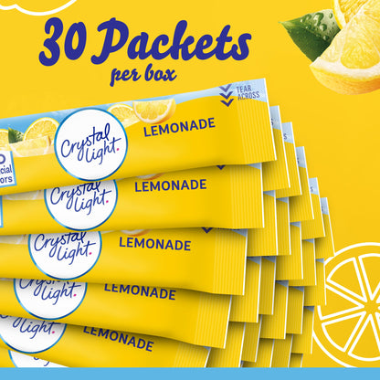 Crystal Light Lemonade Naturally Flavored with other natural Powdered Drink Mix, 30 ct On-the-Go-Packets