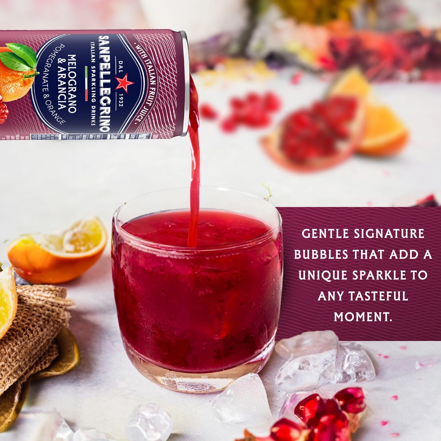 Sanpellegrino Italian Sparkling Drink Melograno and Arancia, Sparkling Orange and Pomegranate Beverage, 11.15 Fl Oz Can
