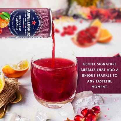 Sanpellegrino Italian Sparkling Drink Melograno and Arancia, Sparkling Orange and Pomegranate Beverage, 11.15 Fl Oz Can