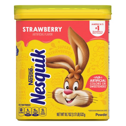 Nesquik Strawberry Flavor Powder Drink Mix Canister 1.169 lb.