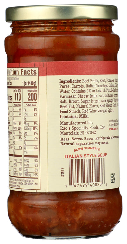 Rao's Made for Home Tuscan Beef Soup, 16 oz, Traditional Italian Heat and Serve Soup, Made with Premium Quality Ingredients (Pack of 4)