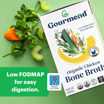 Organic Unsalted 16.9oz Chicken Bone Broth (3 Pack) – 7 Ingredients, Low FODMAP Certified, Filler Free, Gluten Free, Onion & Garlic Bulb Free
