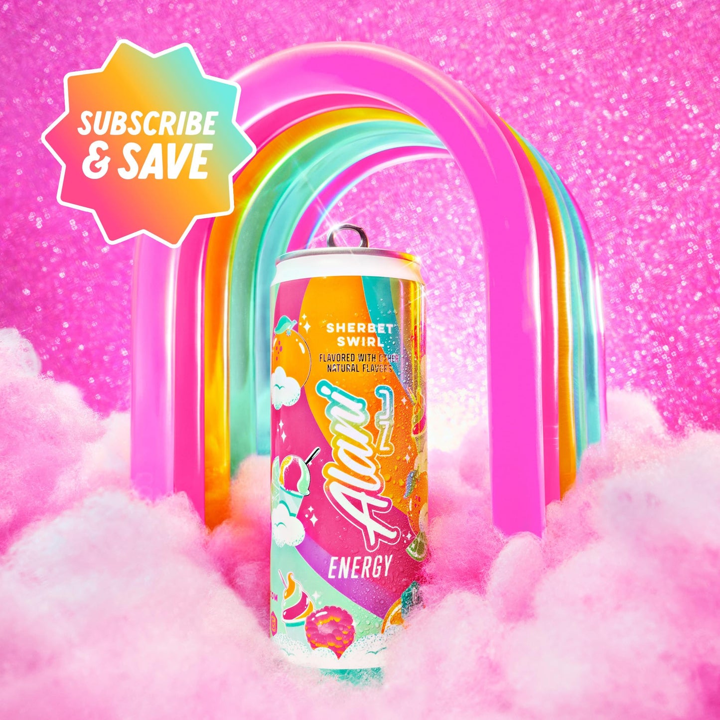 Alani Nu SHERBET SWIRL Sugar Free, Low Calorie Energy Drinks, 200mg Caffeine, Biotin B Vitamins, Zero Sugar, 10 Calories, 12 Fl Oz Cans, 24 Pack