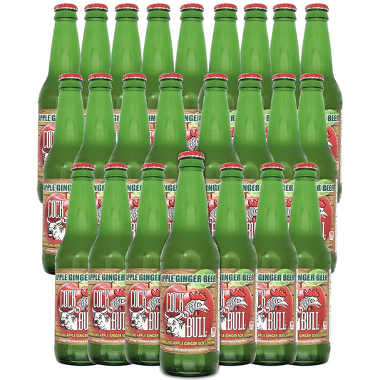 Cock n Bull Apple Ginger Beer 24 Pack 12oz Soda Bottles - Ideal Mixer for Cocktails, Mocktails, and Bartenders - Premium Quality for Perfect Mixed Drinks - Refreshing Flavor Profile- Made In USA