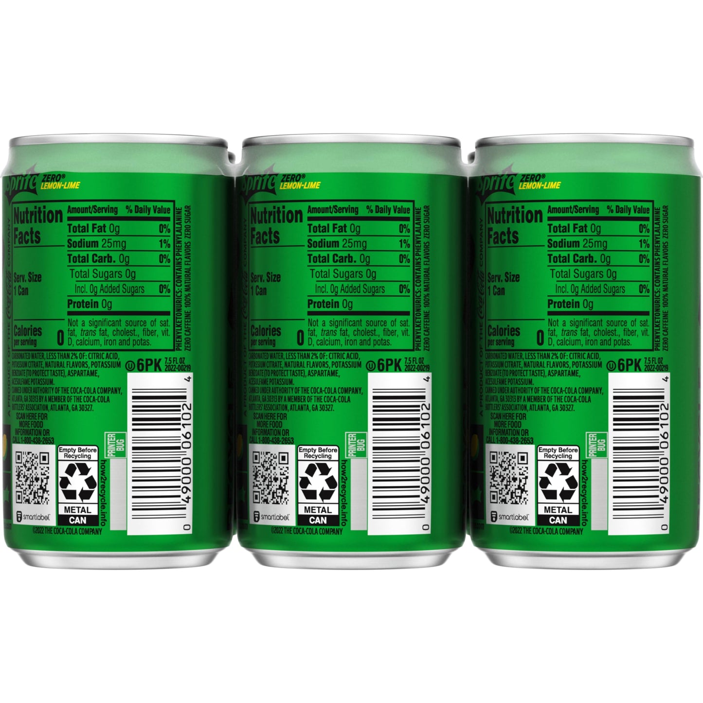 Sprite Zero 7.5 Fluid Ounce (Pack of 6)