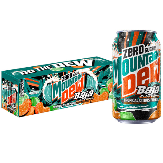 Mountain Dew, Baja Cabo Citrus Zero Sugar 12 Fl Oz Cans (Pack of 12)