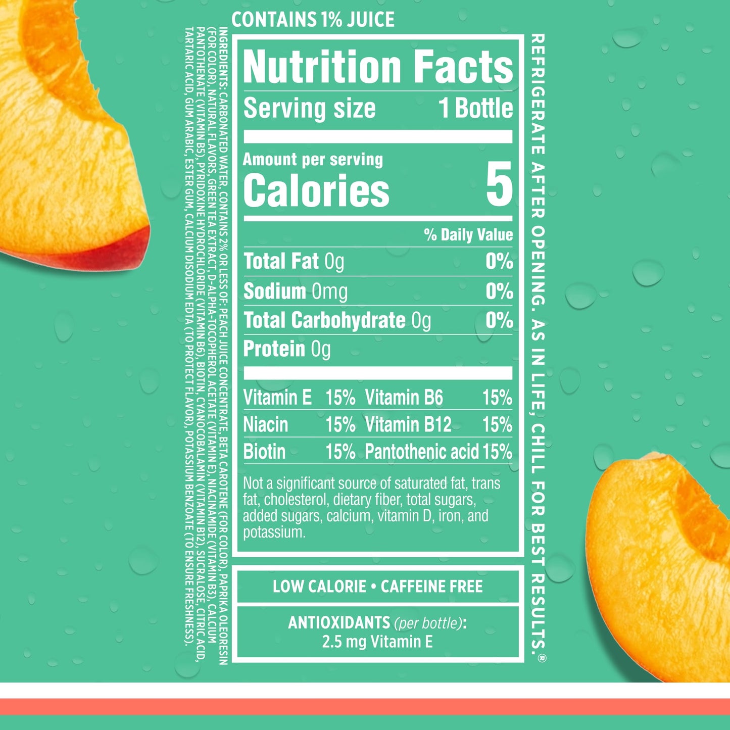Sparkling Ice, Peach Nectarine Sparkling Water, Zero Sugar Flavored Water, with Antioxidants and Vitamins, 17 fl oz Bottle