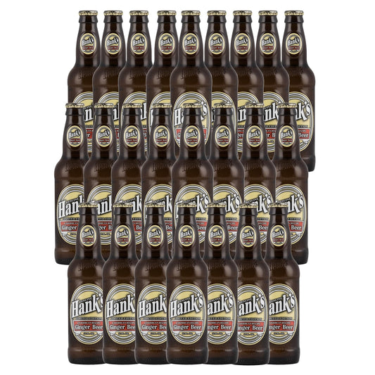 Hank's Genuine Gourmet Ginger Beer, 12 fl oz Bottles – Premium Craft Soda with Bold, Zesty Flavor – Caribbean-Inspired Recipe, Pack of 24