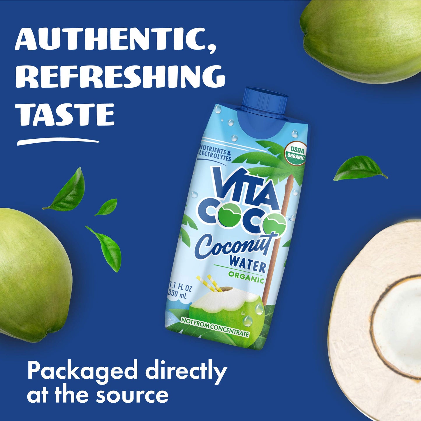 Vita Coco Coconut Water, Pure Organic | Refreshing Coconut Taste | Natural Electrolytes | Vital Nutrients (Pack of 12, 11.1 Oz and 16.9 Oz)