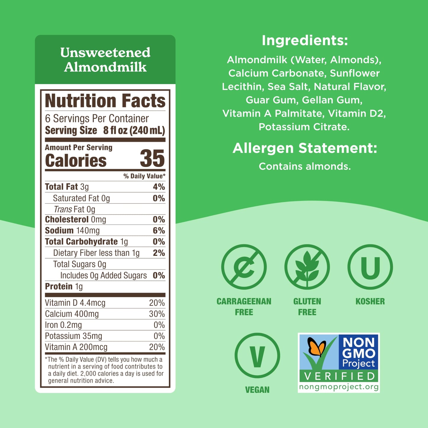 Califia Farms - Unsweetened Almond Milk, 48 Oz, Dairy Free, Vegan, Plant Based, Keto, Vegan, Gluten Free, Non GMO, Sugar Free, High Calcium, Smoothie