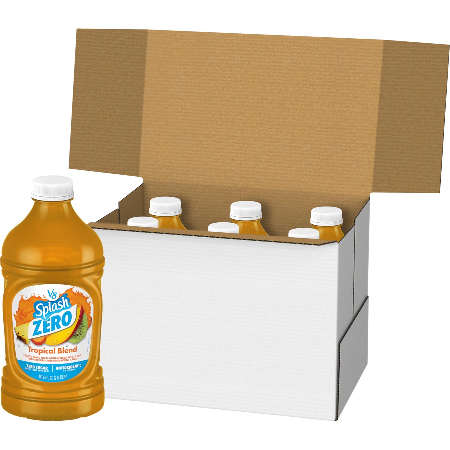 V8 Splash Zero Sugar Tropical Blend Flavored Beverage, 64 fl oz Bottle (6 Pack)